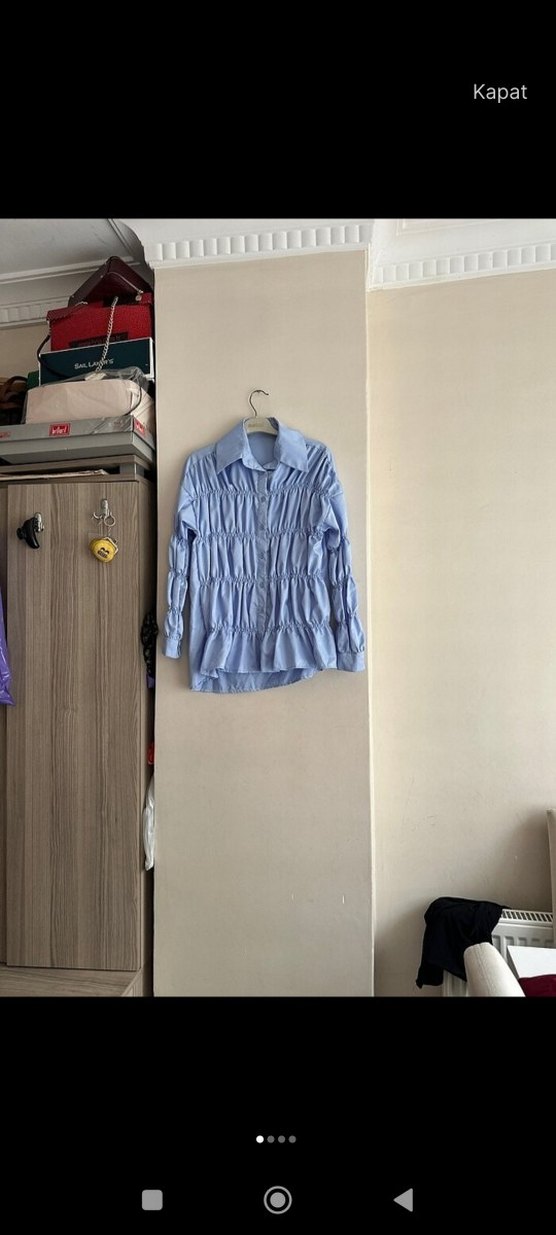 Mavi Pliseli  Gömlek - Görsel 5