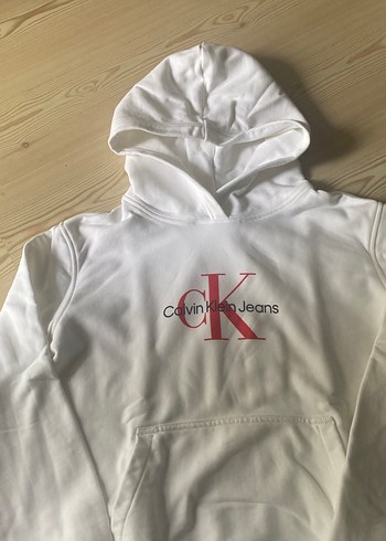 Calvin Klein Beyaz Kapüşonlu Sweatshirt
