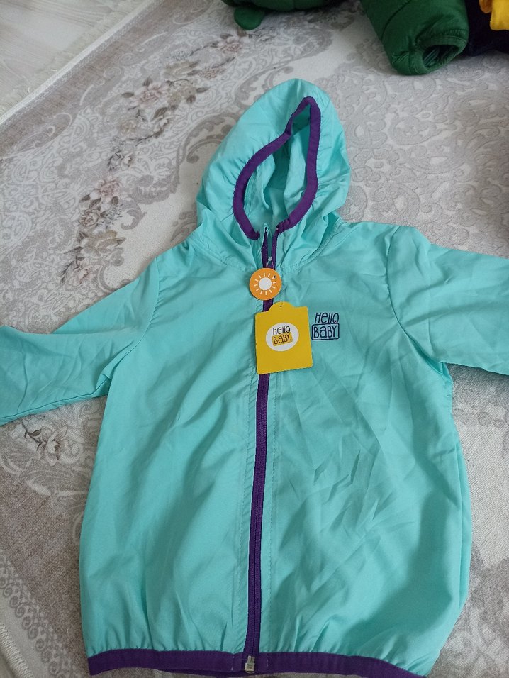 Kapüşonlu Turkuaz Erkek Çocuk Yağmurluk - Görsel 2