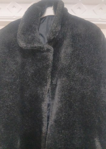 Siyah Kadın Midi Kürk Detaylı Ceket - Görsel 3