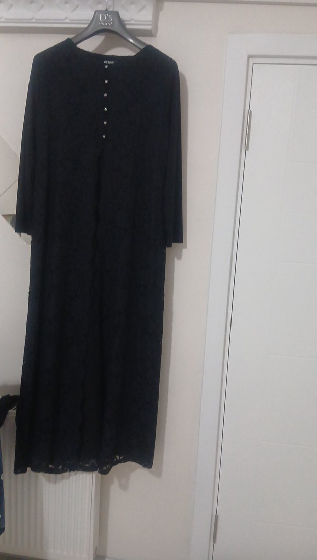 Düğmeli Siyah Uzun Hamile Kaban - Görsel 2