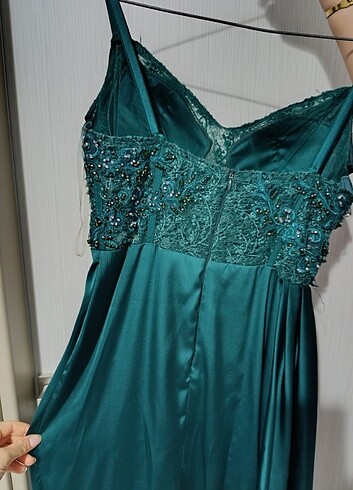 Yeşil askılı abiye  - Görsel 4