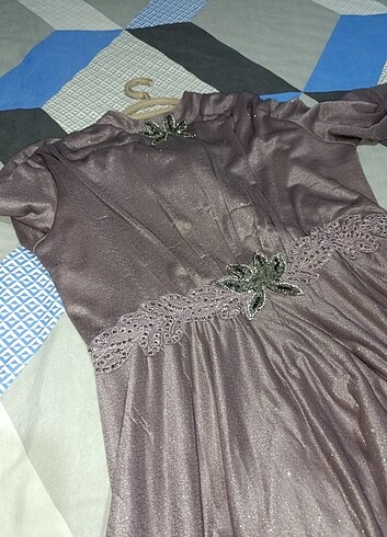 Lila renginde tesettür abiye  - Görsel 8