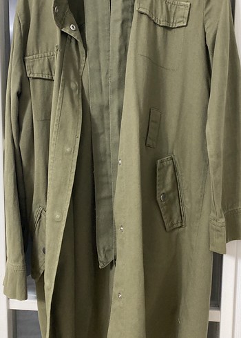 Düğmeli Kadın Hamile Midi Keten Kaban - Görsel 2