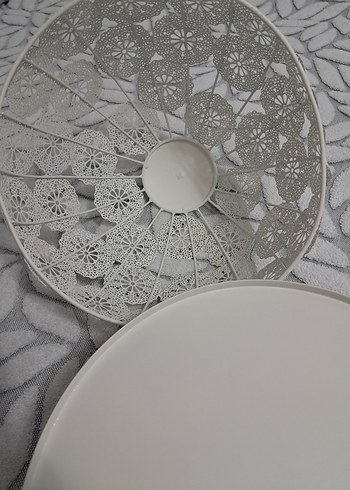 Beyaz Dantel Desenli Masa üzeri sunumluk - Görsel 6