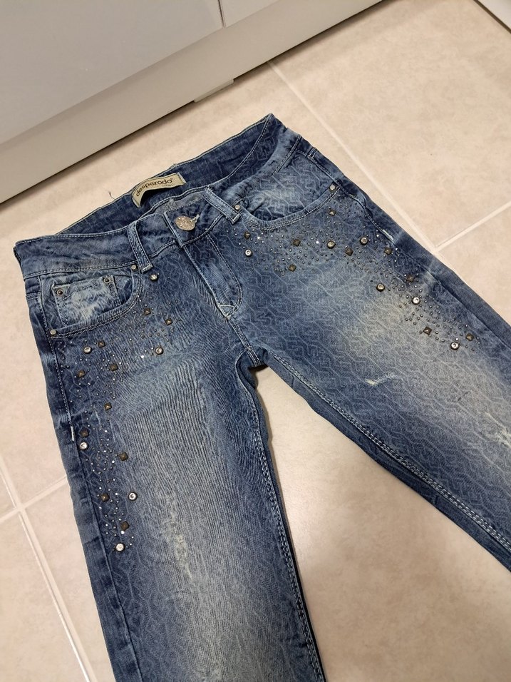 Parlak Payet Detaylı Mavi Kadın Jean - Görsel 2