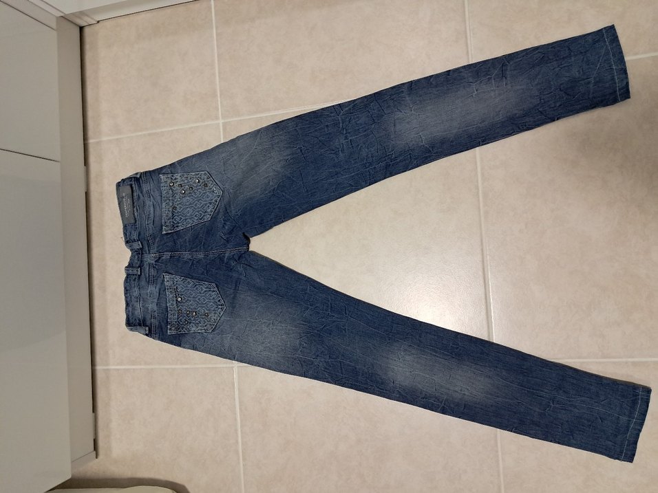 Parlak Payet Detaylı Mavi Kadın Jean - Görsel 3