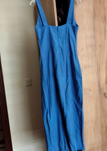 Mavi Drapeli Uzun Kadın Elbise - Görsel 2