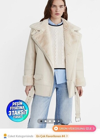 Stradivarius içi kürklü suni deri biker ceket