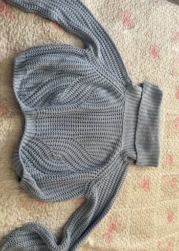 Buz Mavi Boğazlı Kadın Kazak - Görsel 3