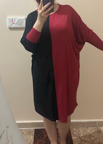 Kırmızı Siyah Salaş Hamile Tunik - Görsel 4