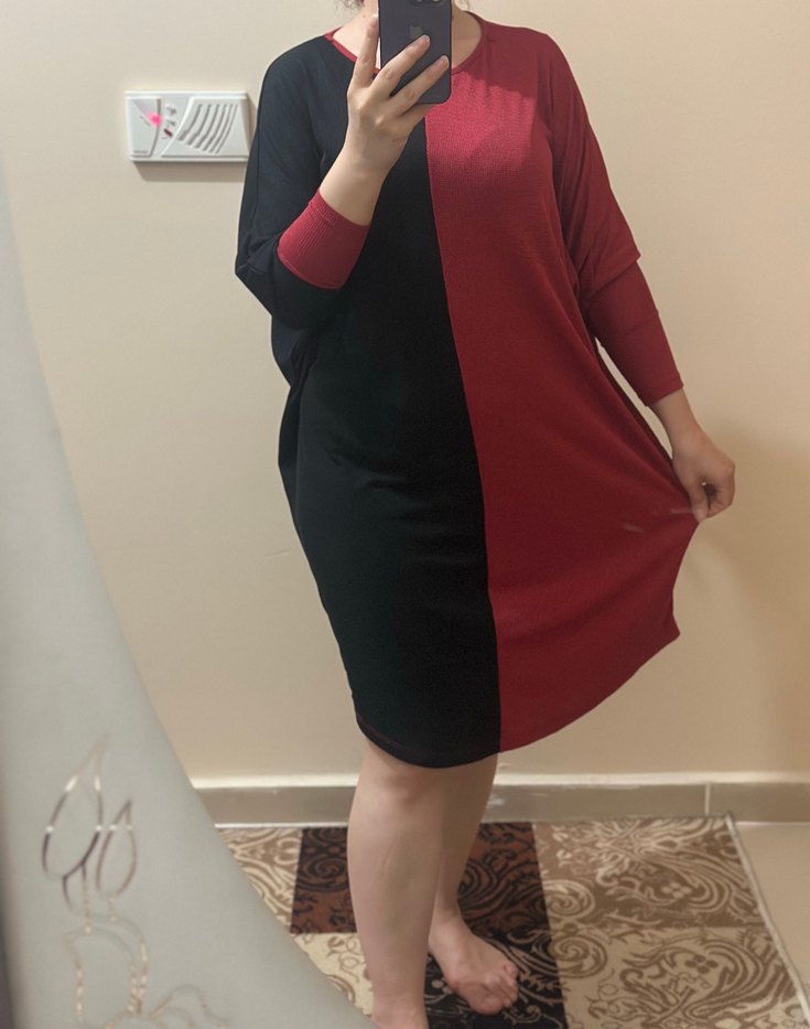 Kırmızı Siyah Salaş Hamile Tunik - Görsel 2