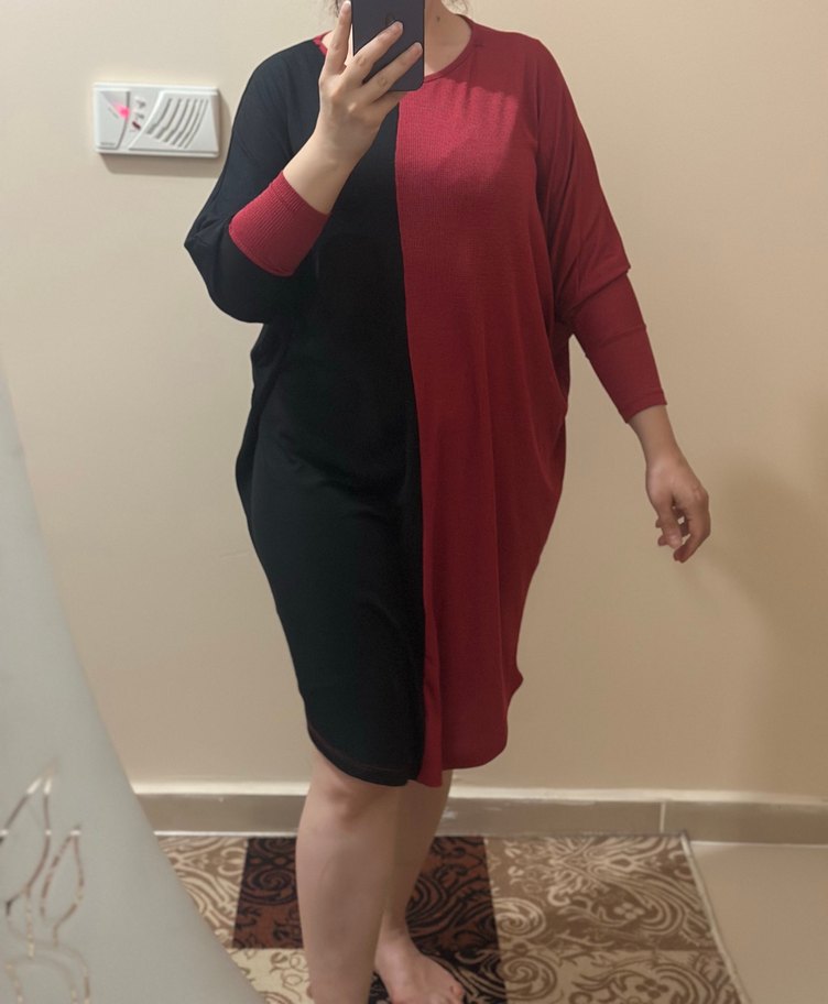 Kırmızı Siyah Salaş Hamile Tunik - Görsel 3