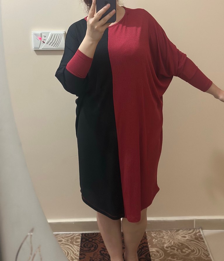 Kırmızı Siyah Salaş Hamile Tunik - Görsel 4