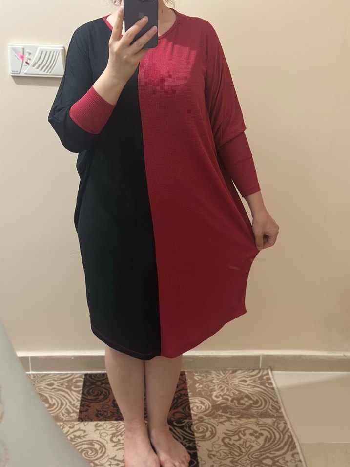 Kırmızı Siyah Salaş Hamile Tunik - Görsel 5