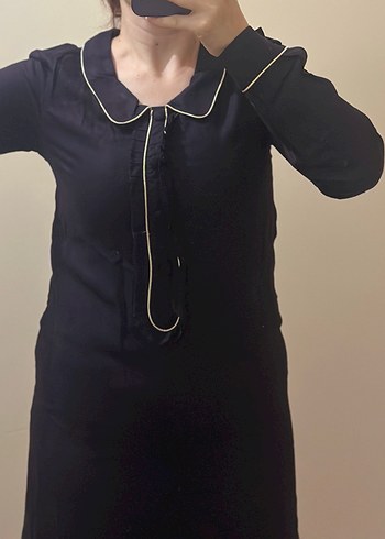 Koyu Mor Midi Uzun Kollu Kadın Elbise/ Tunik - Görsel 3