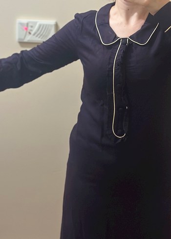 Koyu Mor Midi Uzun Kollu Kadın Elbise/ Tunik - Görsel 4