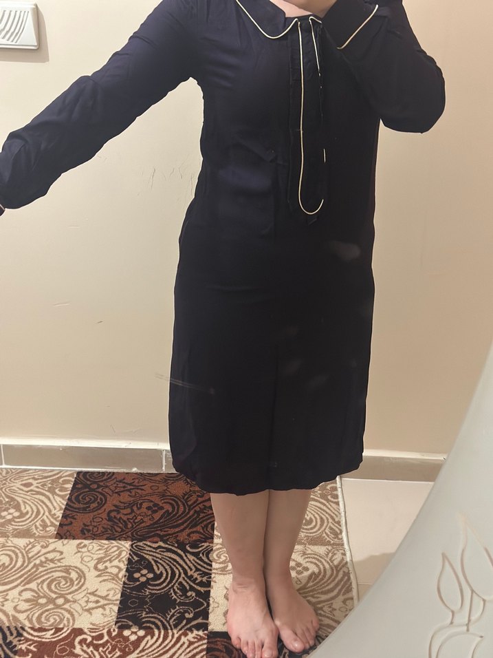 Koyu Mor Midi Uzun Kollu Kadın Elbise/ Tunik - Görsel 2