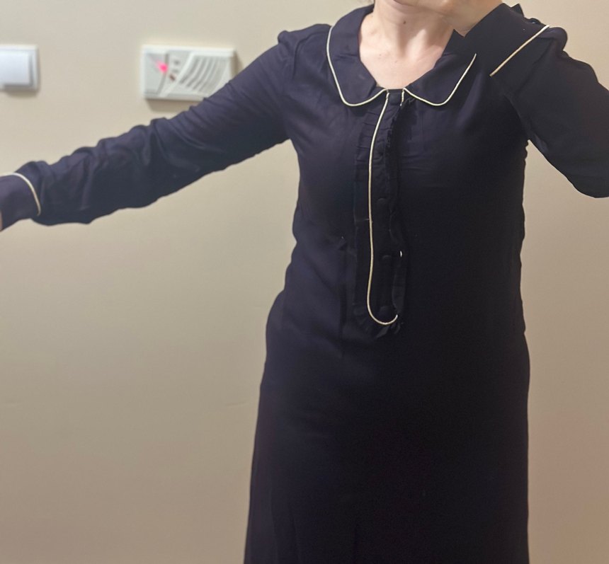 Koyu Mor Midi Uzun Kollu Kadın Elbise/ Tunik - Görsel 4