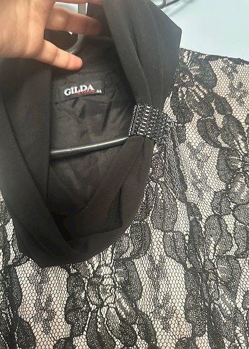 Dantel Detaylı Siyah Midi Gotik Elbise - Görsel 6