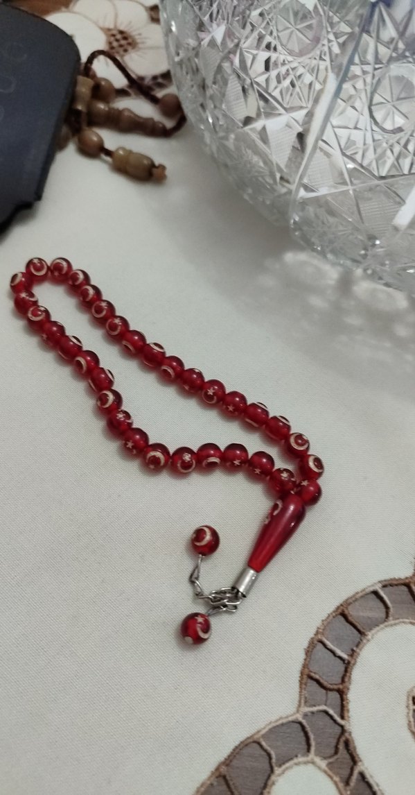 Kırmızı ay yıldızlı Erkek Tesbih - Görsel 2