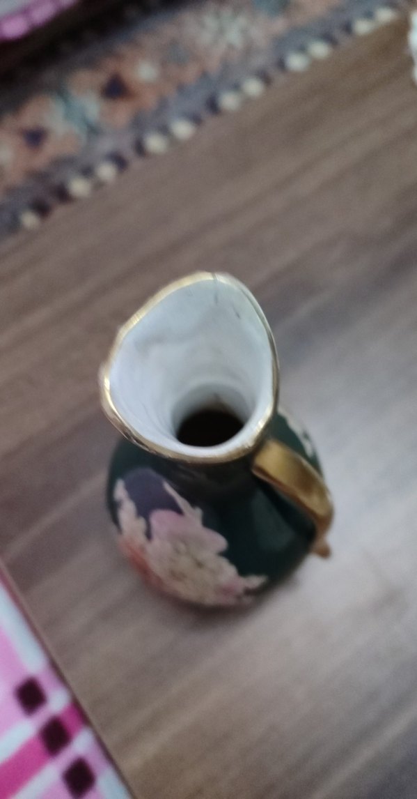 wintage Koyu yeşili Çiçek Desenli Vazo - Görsel 3