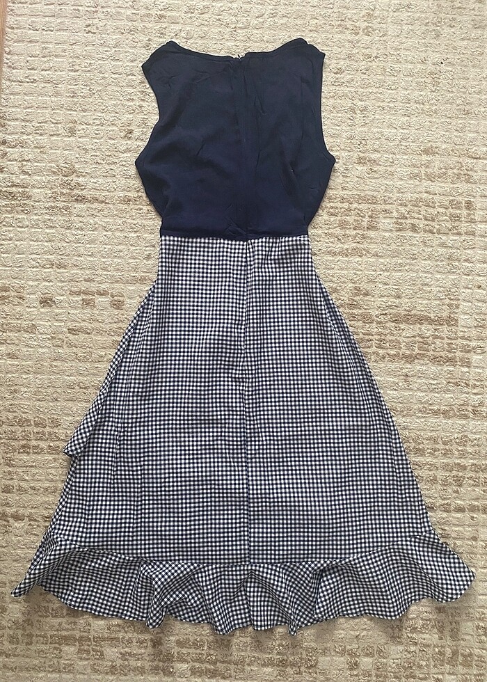 Lacivert fırfırlı elbise - Görsel 3