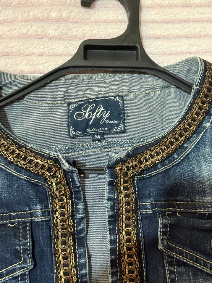 Nakışlı Fermuarlı Kadın Lacivert Kot Ceket - Görsel 5