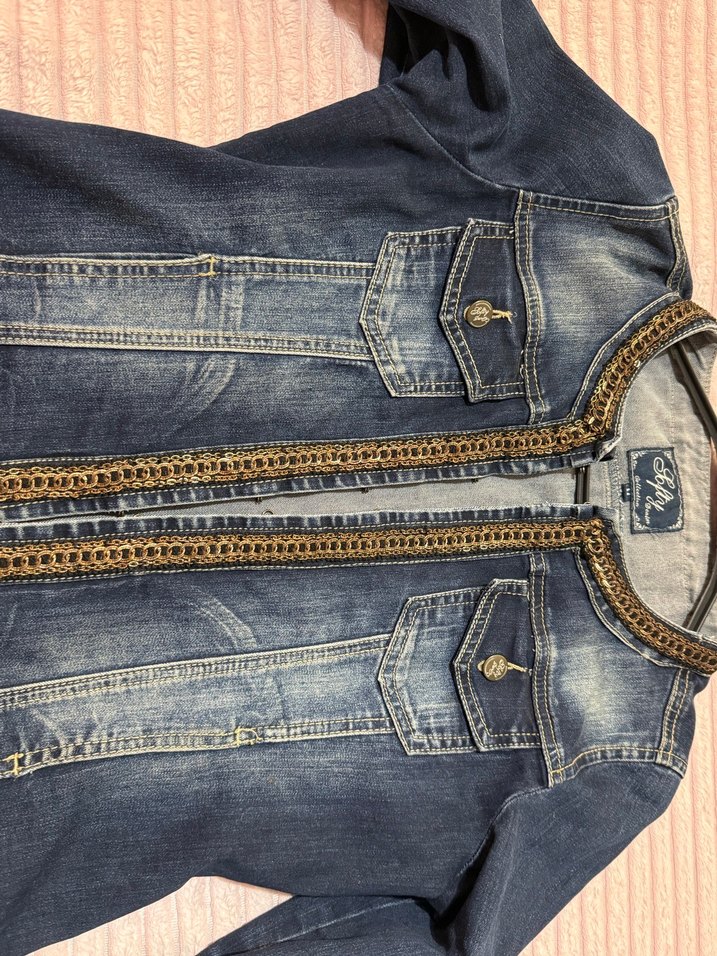 Nakışlı Fermuarlı Kadın Lacivert Kot Ceket - Görsel 3