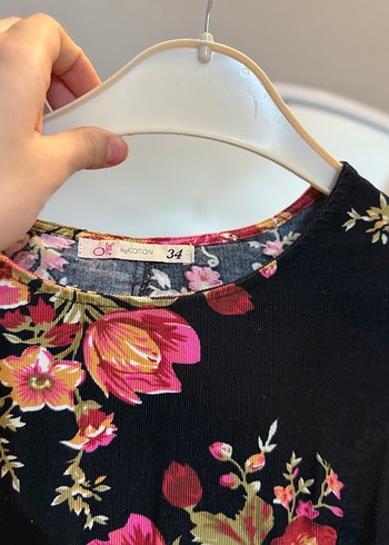 Çiçek Desenli Uzun Kollu Midi Elbise - Görsel 3