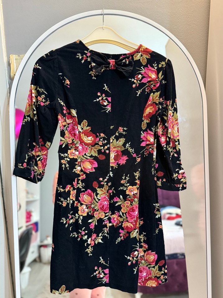 Çiçek Desenli Uzun Kollu Midi Elbise - Görsel 4