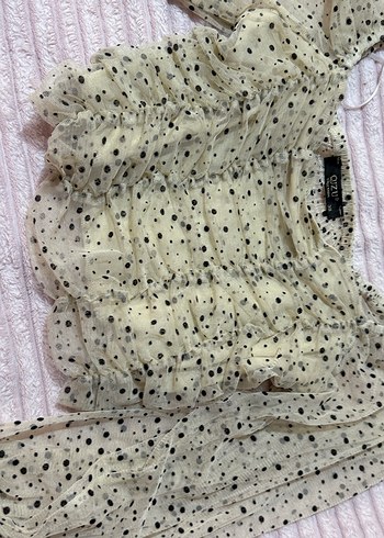 Puantiyeli Fırfırlı Mini Bluz - Görsel 4