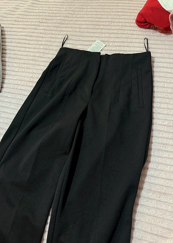 Düğmeli Siyah Kadın Kumaş Pantolon havuç - Görsel 3