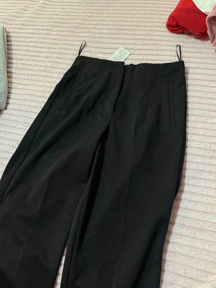 Düğmeli Siyah Kadın Kumaş Pantolon havuç - Görsel 3