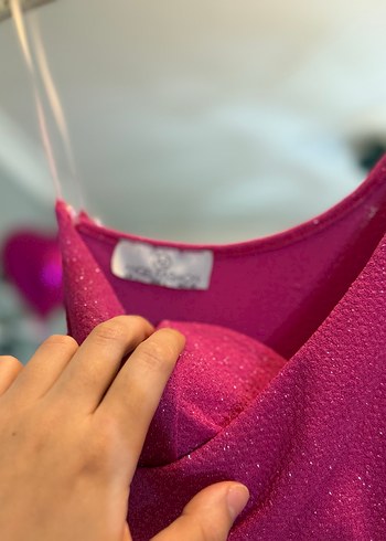 Pullu Asimetrik Mini Elbise - Görsel 2