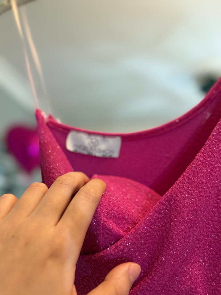 Pullu Asimetrik Mini Elbise - Görsel 2