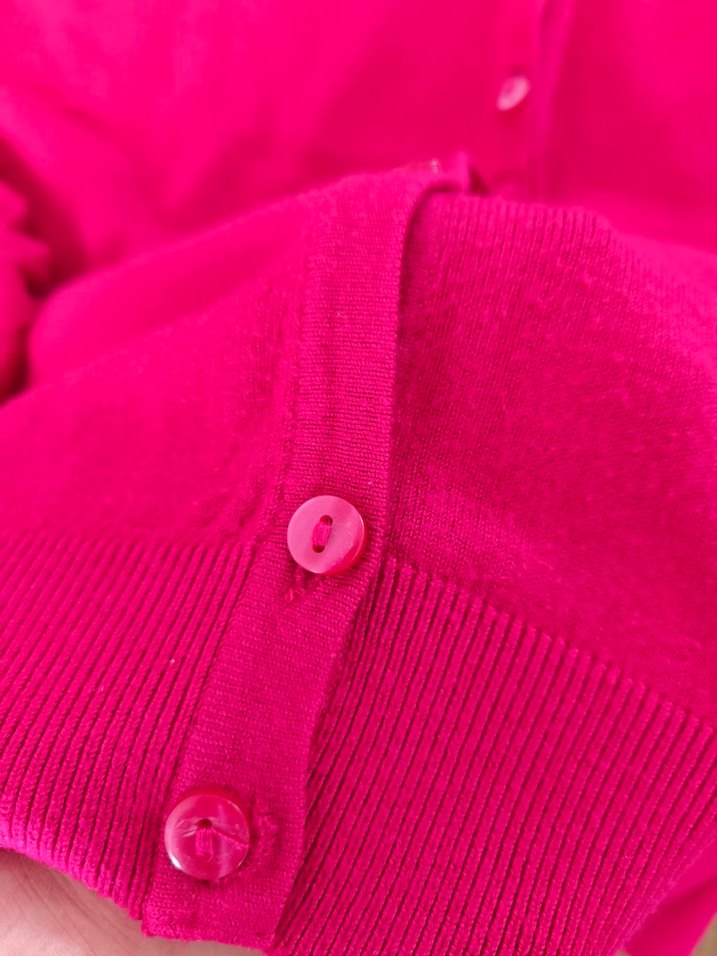 İthal Düğmeli Pembe Kadın Hırka - Görsel 4