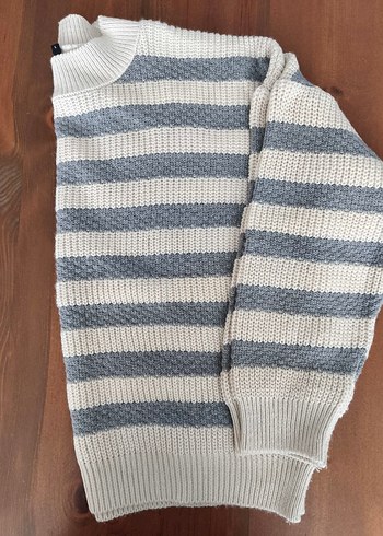 Gri Çizgili Kadın Triko Kazak.Mila marka - Görsel 3