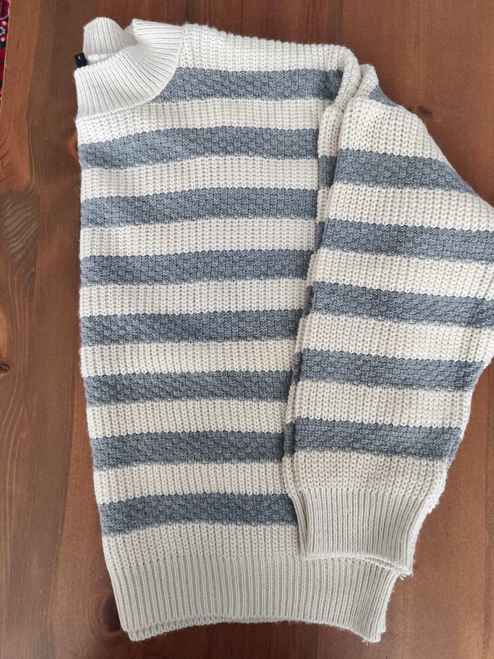 Gri Çizgili Kadın Triko Kazak.Mila marka - Görsel 3