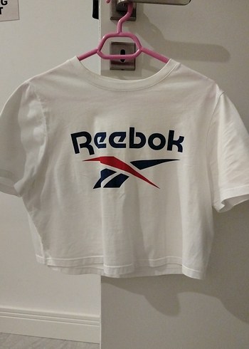 Beyaz Reebok Baskılı Kız Crop Top