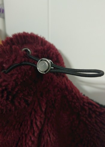s Beden bordo Renk Bershka Bordo Kapüşonlu Peluş Kadın Ceket