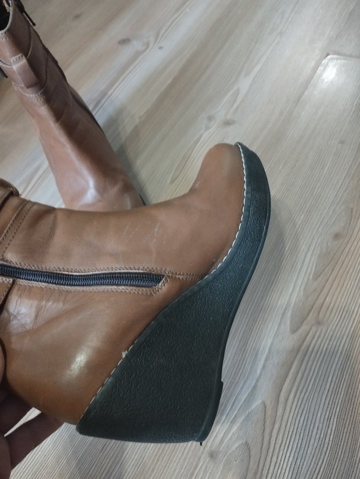 Taba rengi,  Tokalı Dolgu Topuklu Kadın Bot - Görsel 4