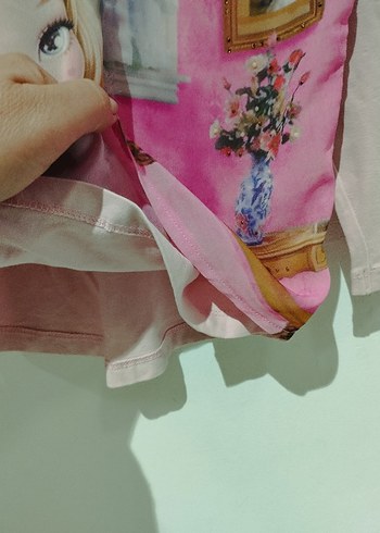 Kız Çocuk Pembe Uzun Kollu Baskılı Tişört - Görsel 3