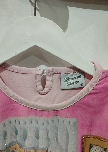 Kız Çocuk Pembe Uzun Kollu Baskılı Tişört - Görsel 5