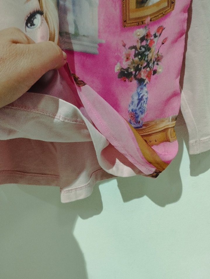 Kız Çocuk Pembe Uzun Kollu Baskılı Tişört - Görsel 3