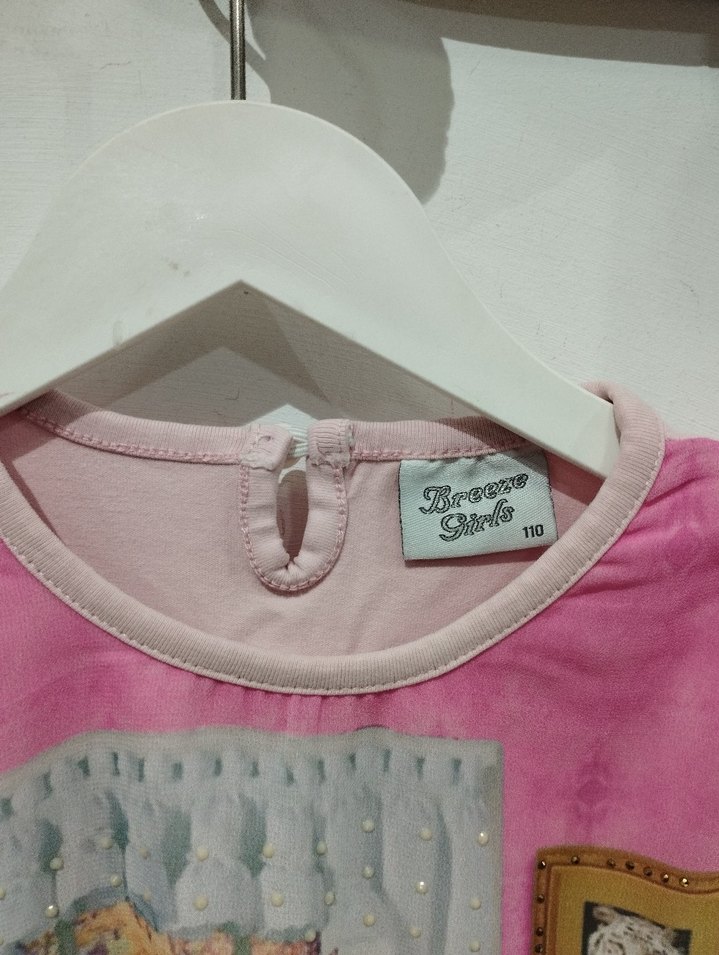 Kız Çocuk Pembe Uzun Kollu Baskılı Tişört - Görsel 5