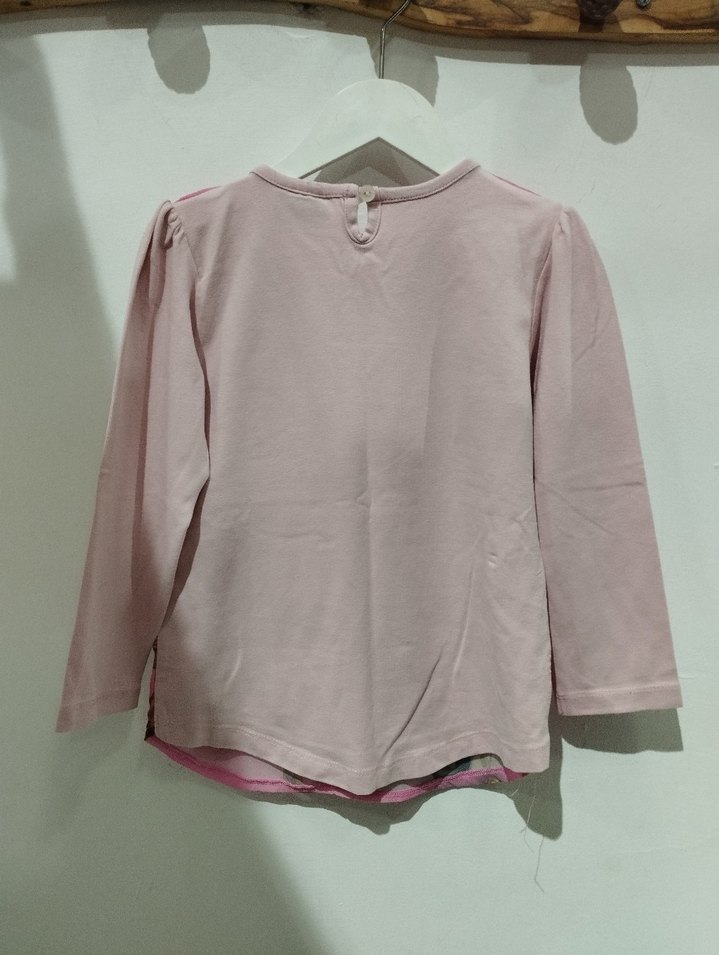 Kız Çocuk Pembe Uzun Kollu Baskılı Tişört - Görsel 4