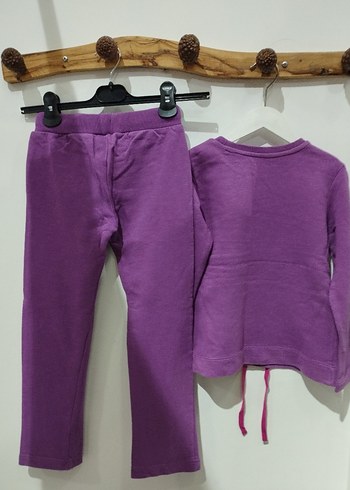 Mor Nakışlı Kız Çocuk Eşofman Takımı - Görsel 2