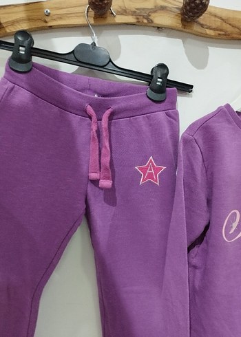 Mor Nakışlı Kız Çocuk Eşofman Takımı - Görsel 3