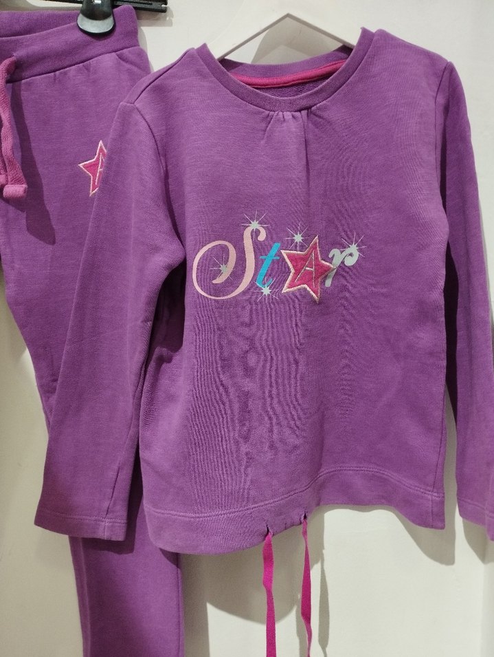 Mor Nakışlı Kız Çocuk Eşofman Takımı - Görsel 4